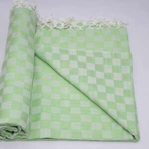 Premium Bhagalpuri Cotton Chadar Checkered Parrot Green-52*96 in