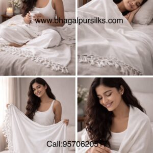Bhagalpuri Silky Soft Dull Andi chadar (Pack of 1) White