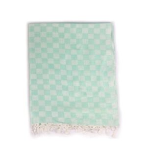 Premium Bhagalpuri Cotton Chadar Checkered Rama Green-52*96 in