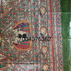 Hand Painting Tussar Ghicha Silk Saree