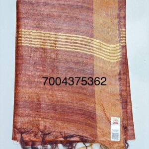 Pure Silk Tussar Ghicha Saree with Woven Zari Border