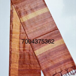 Pure Silk Tussar Ghicha Saree with Woven Zari Border