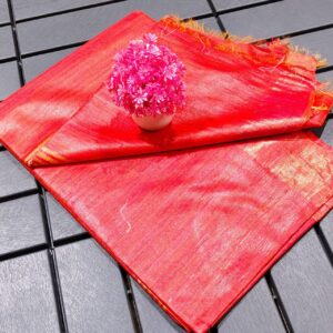 Pure Silk Tussar Ghicha Saree with Woven Zari Border