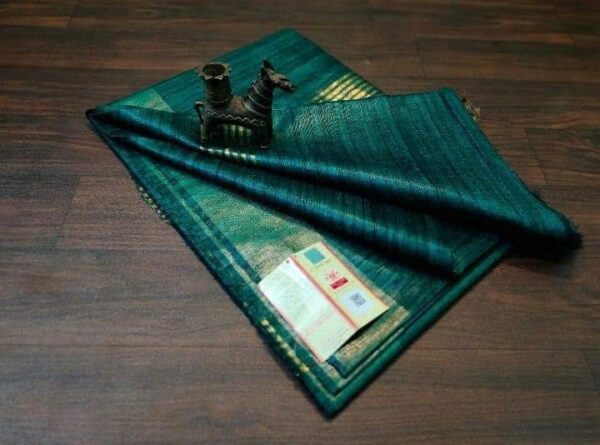 Pure Silk Tussar Ghicha Saree with Woven Zari Border