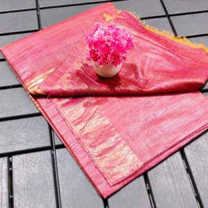 Pure Silk Tussar Ghicha Saree with Woven Zari Border