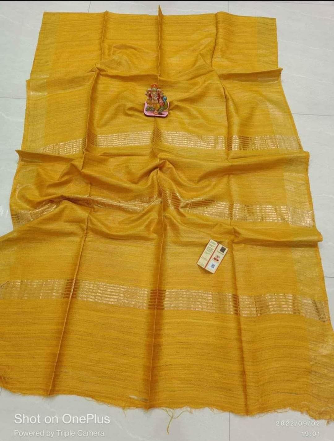 Pure Silk Tussar Ghicha Saree with Woven Zari Border - Image 2
