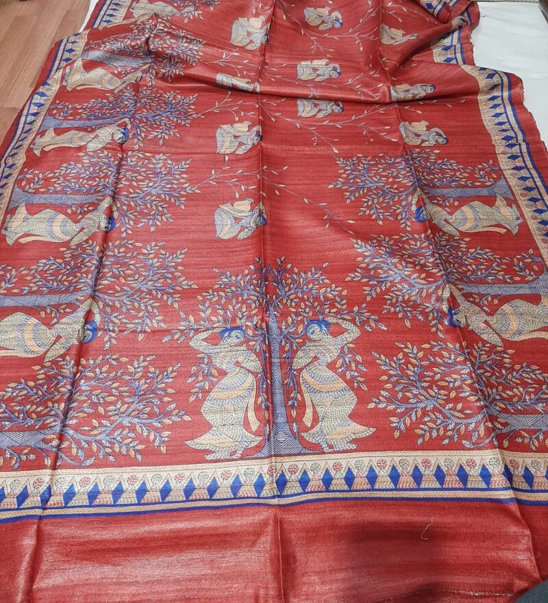 Pure Silk Tussar Ghicha Screen Printed Saree