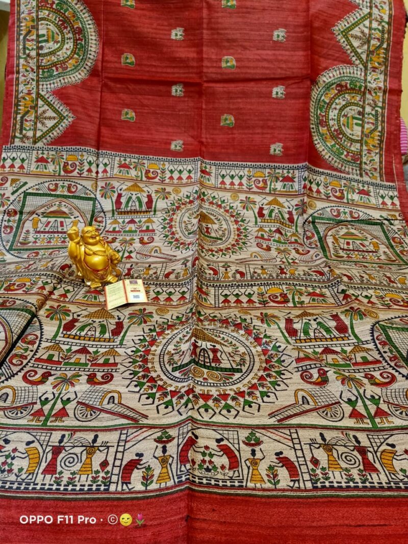 Pure Silk Tussar Ghicha Screen Printed Saree