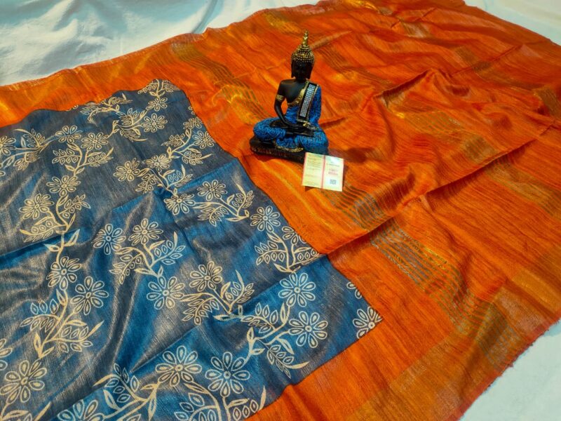 Pure Silk Tussar Ghicha Screen Printed Saree