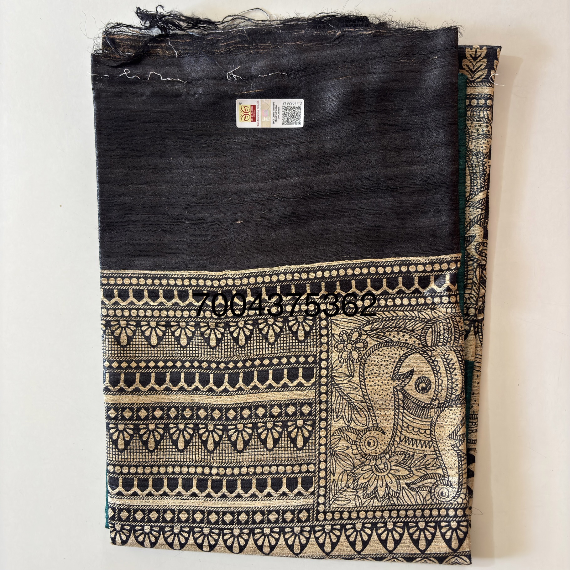 Pure Silk Tussar Ghicha Screen Printed Saree - Image 2