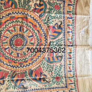 Full Madhubani Painted Ghicha Tussar Silk Saree