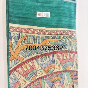 Madhubani Hand Painted Ghicha Tussar Silk Saree