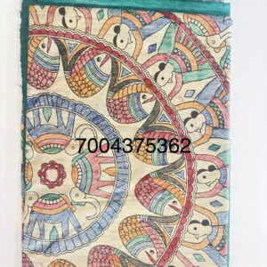 Madhubani Hand Painted Ghicha Tussar Silk Saree
