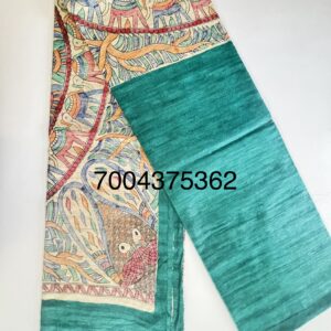 Madhubani Hand Painted Ghicha Tussar Silk Saree