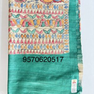 Madhubani Hand Painted Ghicha Tussar Silk Saree