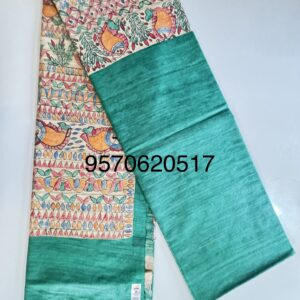 Madhubani Hand Painted Ghicha Tussar Silk Saree