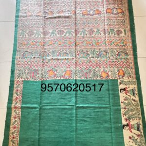 Madhubani Hand Painted Ghicha Tussar Silk Saree