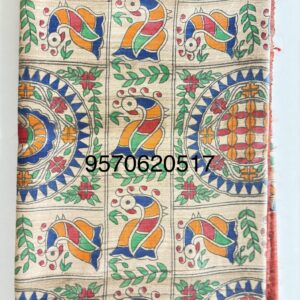 Madhubani Hand Painted Ghicha Tussar Silk Saree