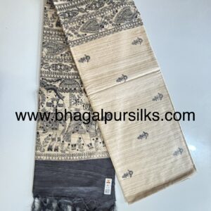 Pure Silk Tussar Ghicha Screen Printed Saree