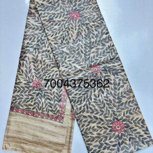 Full Madhubani Painted Ghicha Tussar Silk Saree
