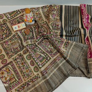 Pure Silk Tussar Ghicha Screen Printed Saree