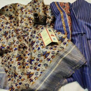 Pure Silk Tussar Ghicha Screen Printed Saree