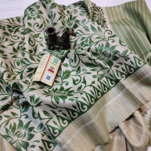 Pure Silk Tussar Ghicha Screen Printed Saree