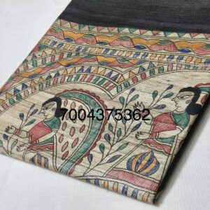 Madhubani Hand Painted Ghicha Tussar Silk Saree