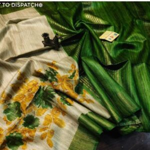 Pure Silk Tussar Ghicha Screen Printed Saree