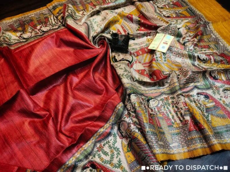 Pure Silk Tussar Ghicha Screen Printed Saree