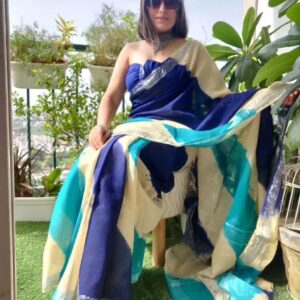 Bhagalpuri Handloom Cotton Shibori Print Saree for Women