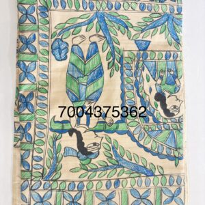 Hand Painted Madhubani Desi Tussar Silk Saree