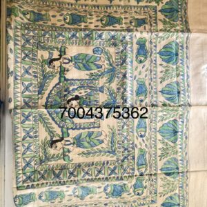 Hand Painted Madhubani Desi Tussar Silk Saree