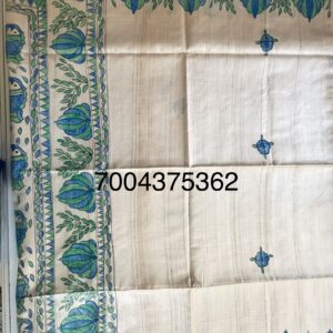Hand Painted Madhubani Desi Tussar Silk Saree