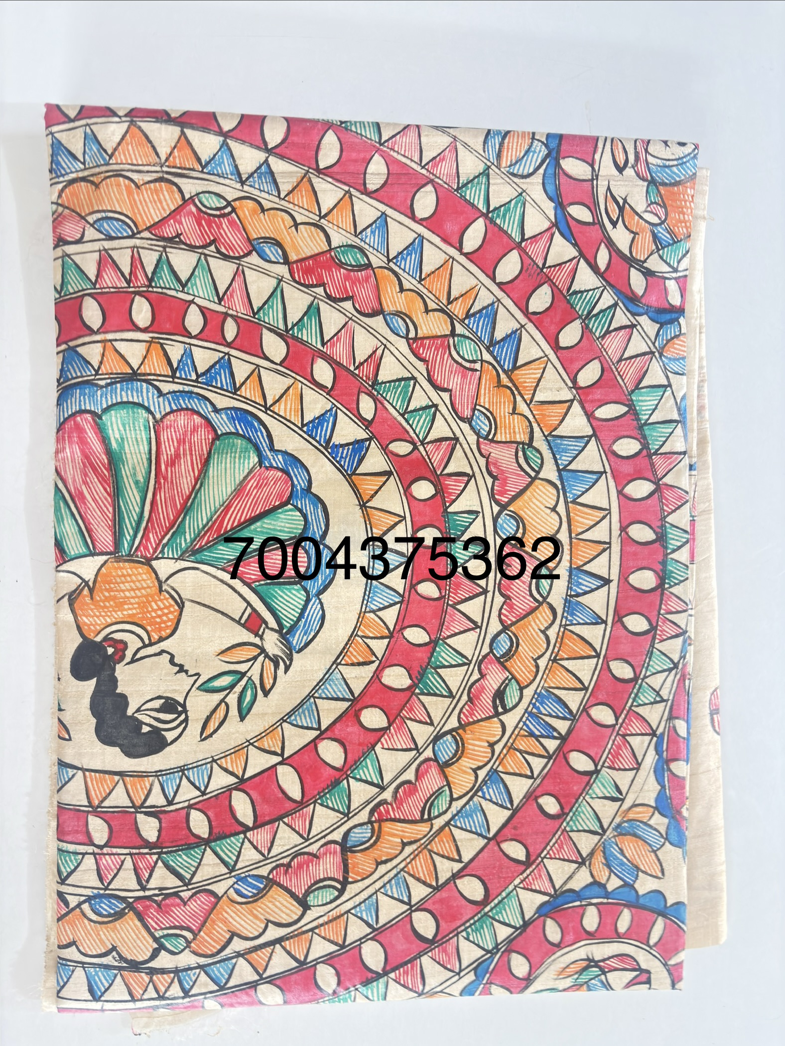 Desi Tussar Silk Madhubani Handpainted Saree - Image 4