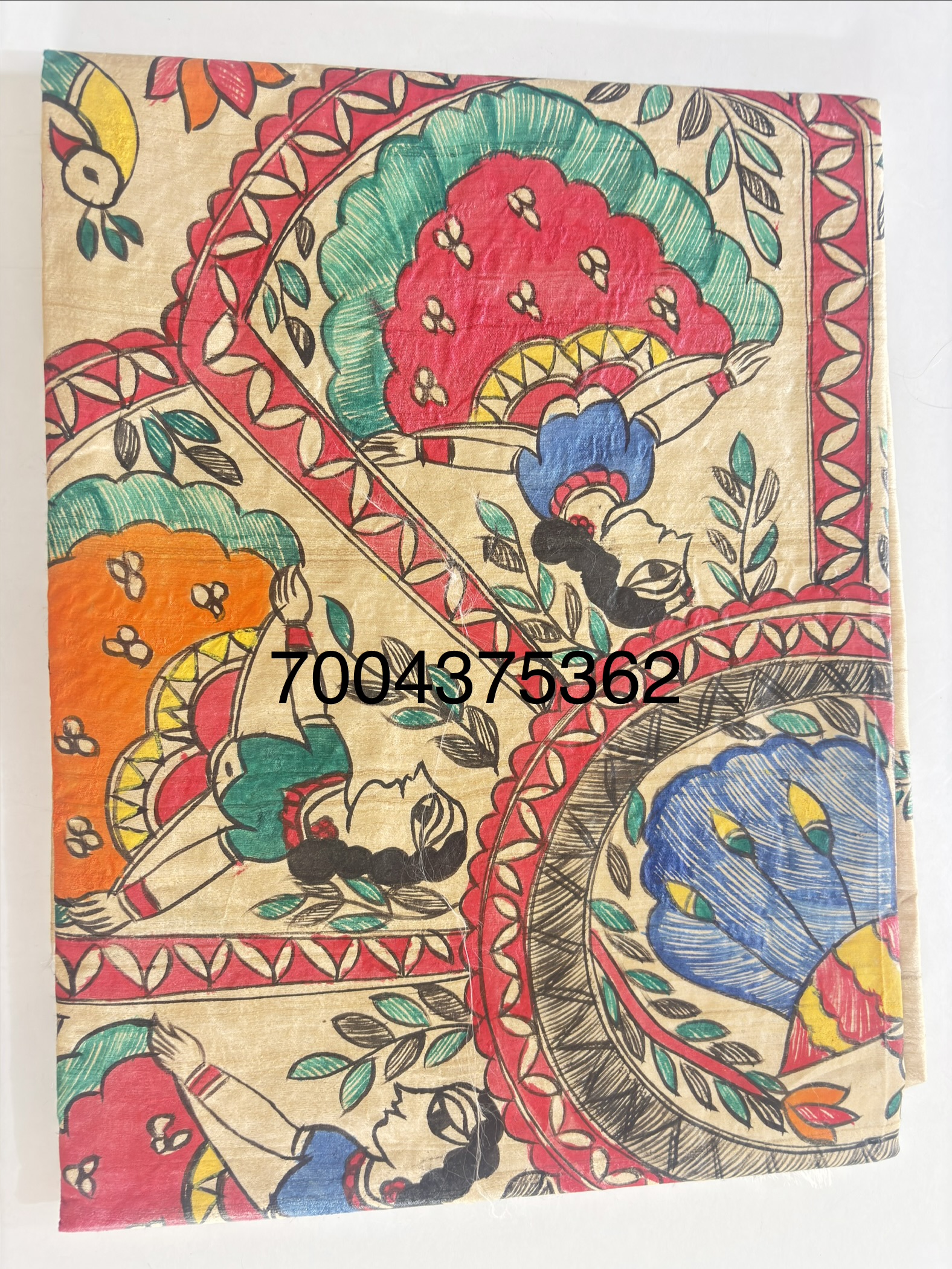 Desi Tussar Silk Madhubani Handpainted Saree - Image 3