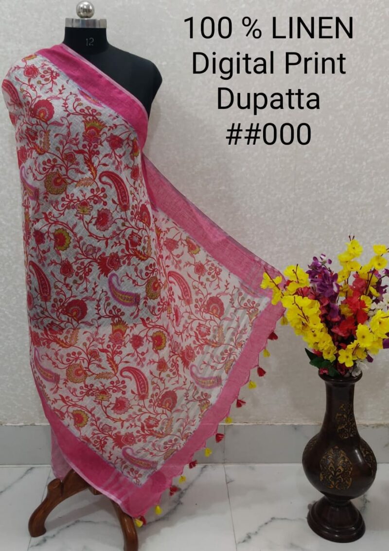 Pure Handloom Linen Digital Print Dupatta