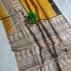Pure Silk Tussar Ghicha Screen Printed Saree