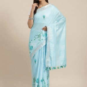 Hand-woven Thread Work Linen Cotton Saree