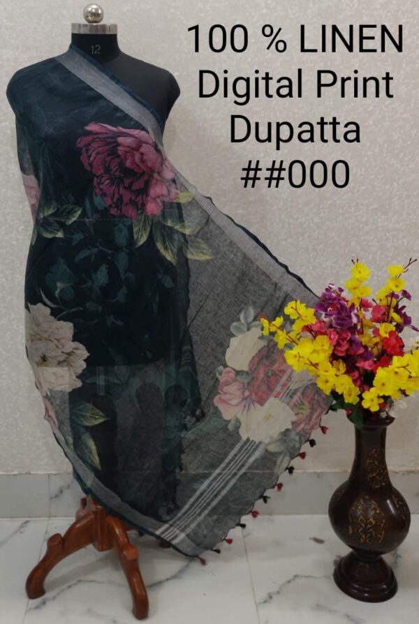 Pure Handloom Linen Digital Print Dupatta