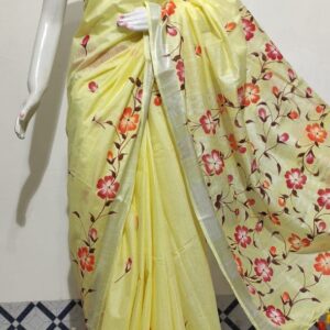 Hand-woven Thread Work Linen Cotton Saree