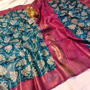 Pure Silk Tussar Ghicha Screen Printed Saree