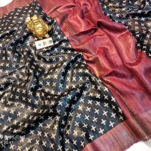 Pure Silk Tussar Ghicha Screen Printed Saree
