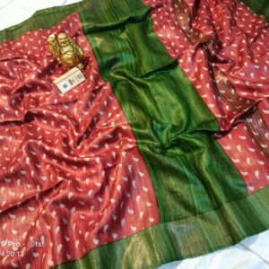 Pure Silk Tussar Ghicha Screen Printed Saree