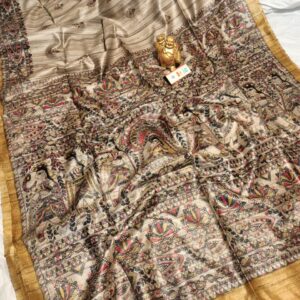 Pure Silk Tussar Ghicha Screen Printed Saree
