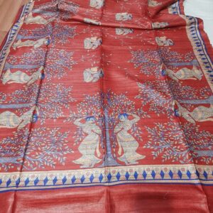 Pure Silk Tussar Ghicha Screen Printed Saree