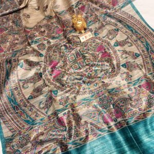 Pure Silk Tussar Ghicha Screen Printed Saree
