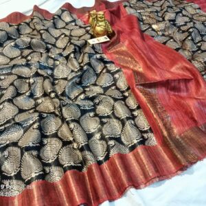 Pure Silk Tussar Ghicha Screen Printed Saree