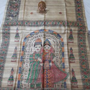 Madhubani Hand Painted Ghicha Tussar Silk Saree