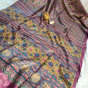 Pure Silk Tussar Ghicha Screen Printed Saree
